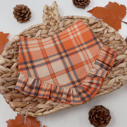 Orange and Black Plaid Dog Bandana