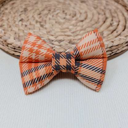 Orange and Black Plaid Dog Bow Tie