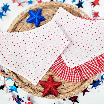 Red Americana Gingham Dog Bandana Snap on With Or Without Trim