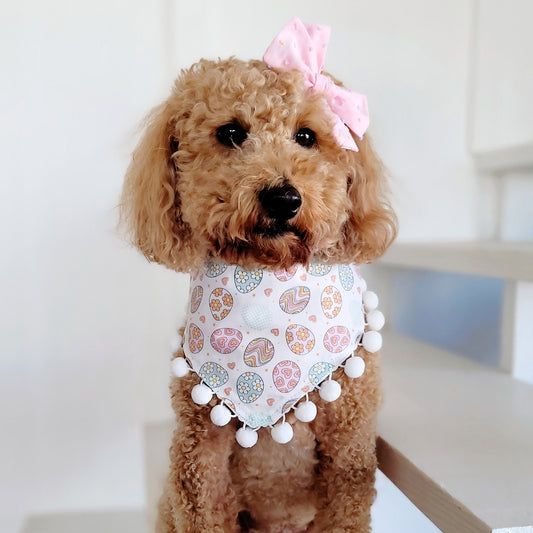 Retro Easter Egg Tie On or Snap On Dog Bandana With Or Without Trim