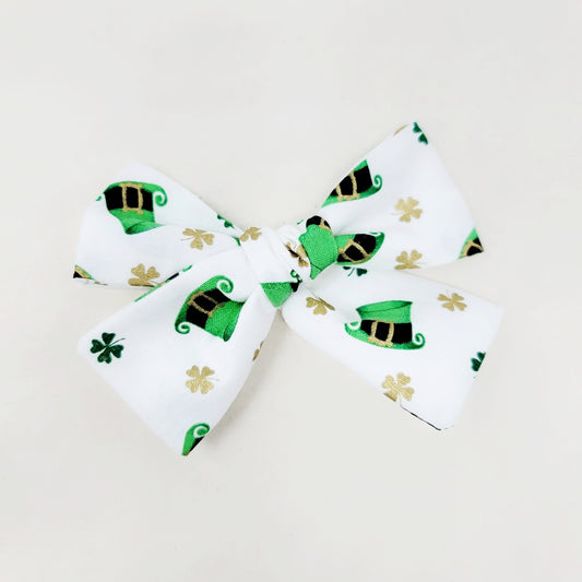 St. Patrick's Day Hats and Clovers Hair Bow