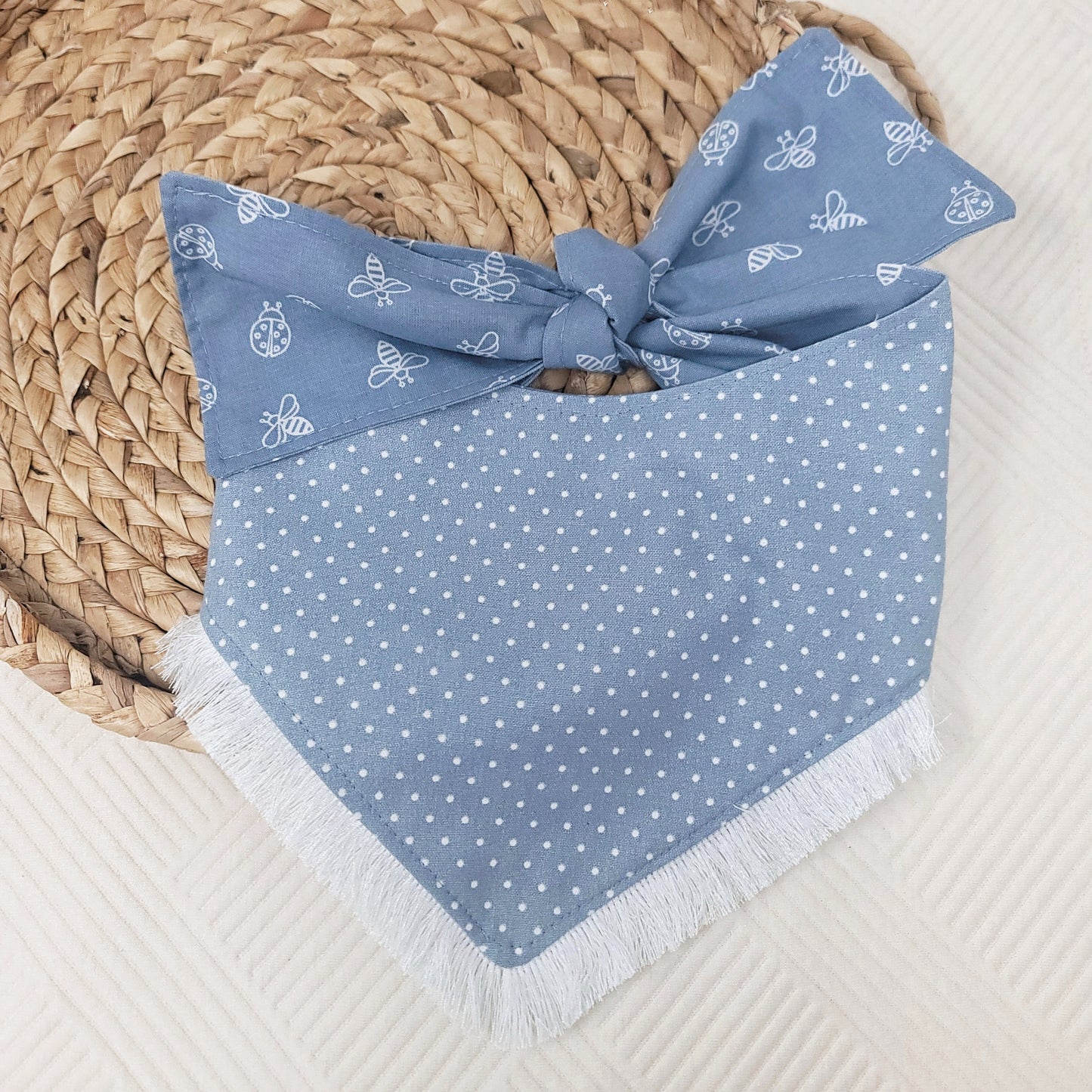 Sweet As Can Bee Tie On or Snap On Dog Bandana With Trim