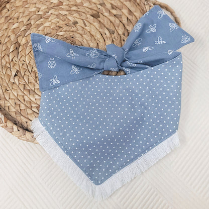 Sweet As Can Bee Tie On or Snap On Dog Bandana With Trim