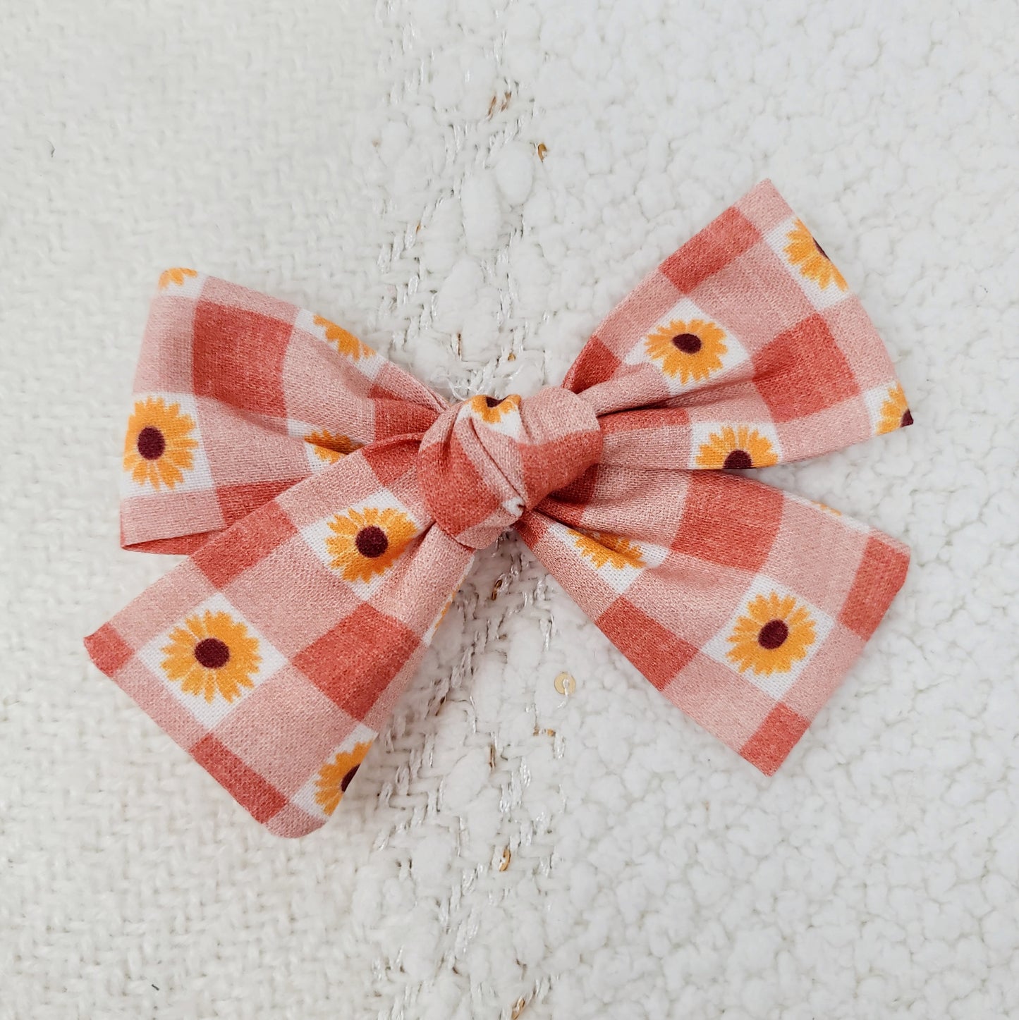 Sunflower Gingham Hair Bow