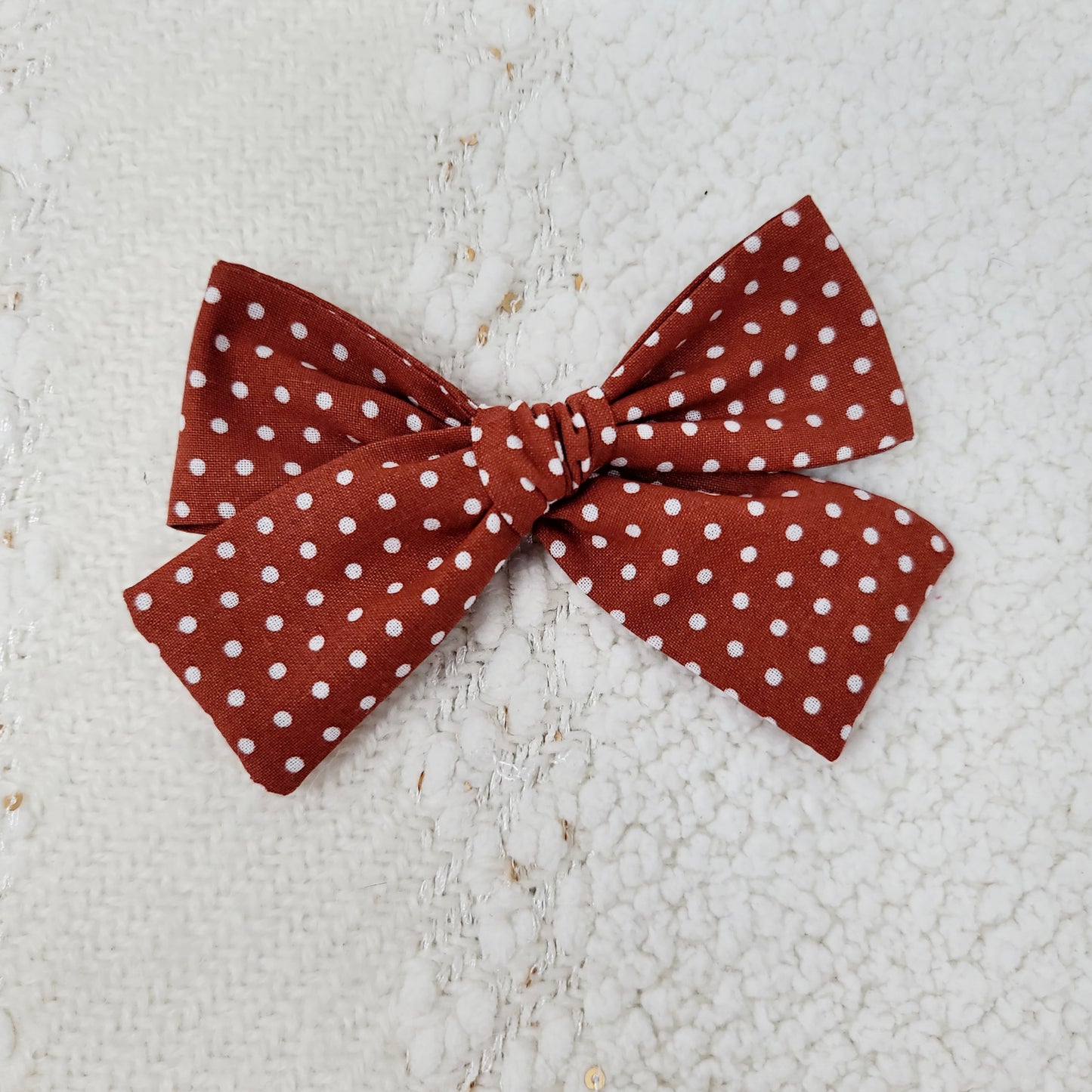 Rust Brown Dot Hair Bow