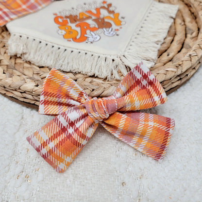 Thanksgiving Plaid Hair Bow