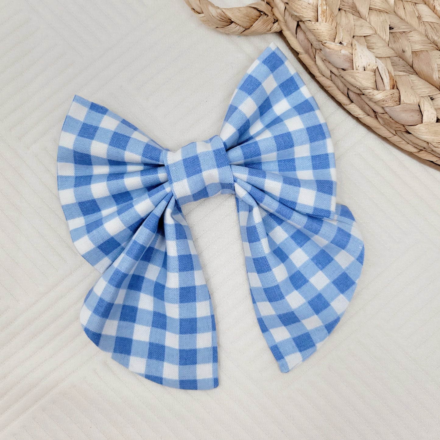 Blue Gingham Sailor Style or Regular Style Bow Tie