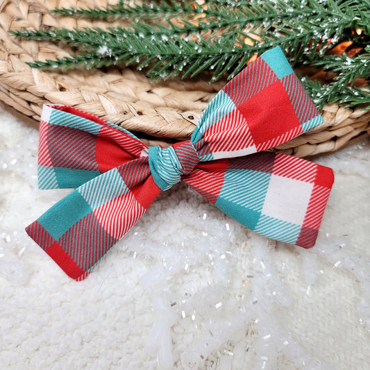 Christmas Checkered Hair Bow