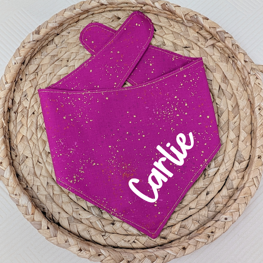 NEW Berry Speckled Dog Bandana With Optional Name Add On