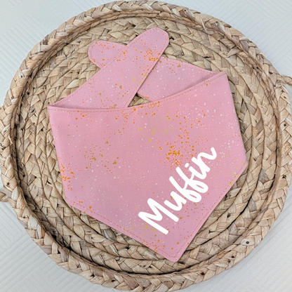 NEW Light Pink Speckled Dog Bandana With Optional Name Add On