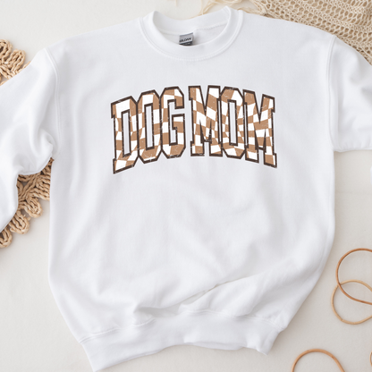 Dog Mom Checkered Crewneck Sweatshirt