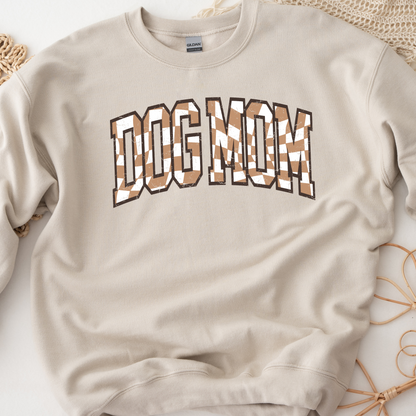 Dog Mom Checkered Crewneck Sweatshirt