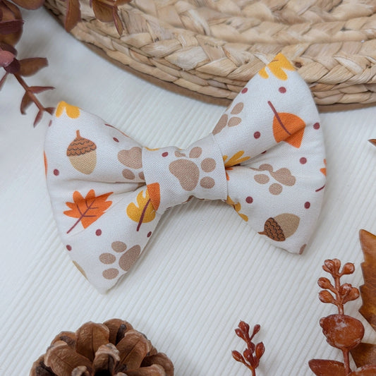 Fall Dog Paw and Leaf Bow Tie