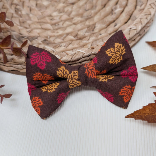 Brown Fall Leaf Dog Bow Tie
