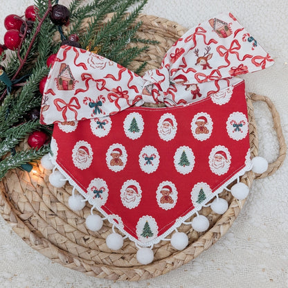 Holiday Cheer Reversible Dog Bandana With Optional Ruffle Trim