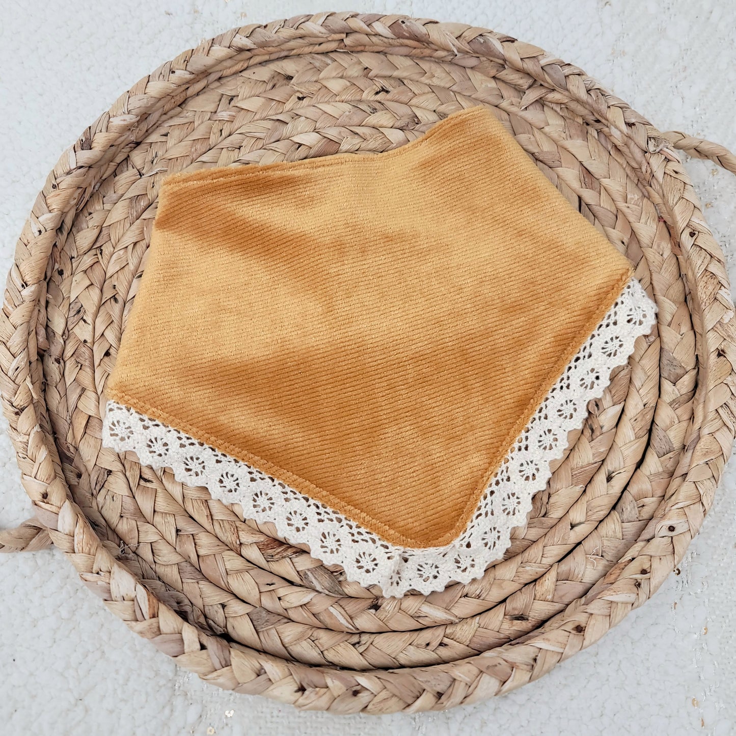 Gold Velvet Corduroy Bandana With Or Without Lace Trim