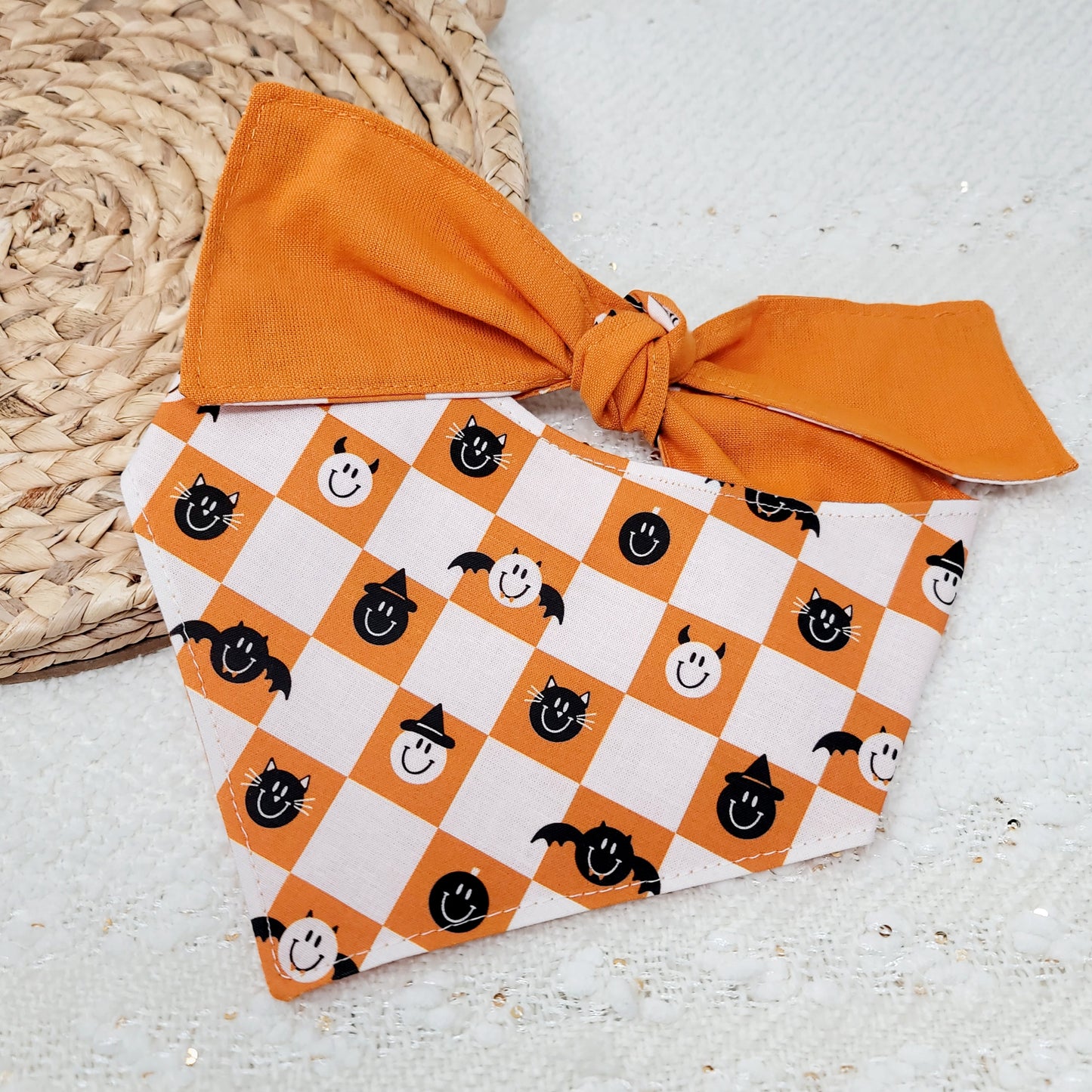 Halloween Checkered Dog Bandana