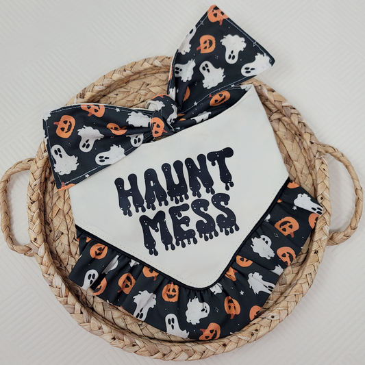 Haunt Mess Halloween Dog Bandana With or Without Ruffle Trim