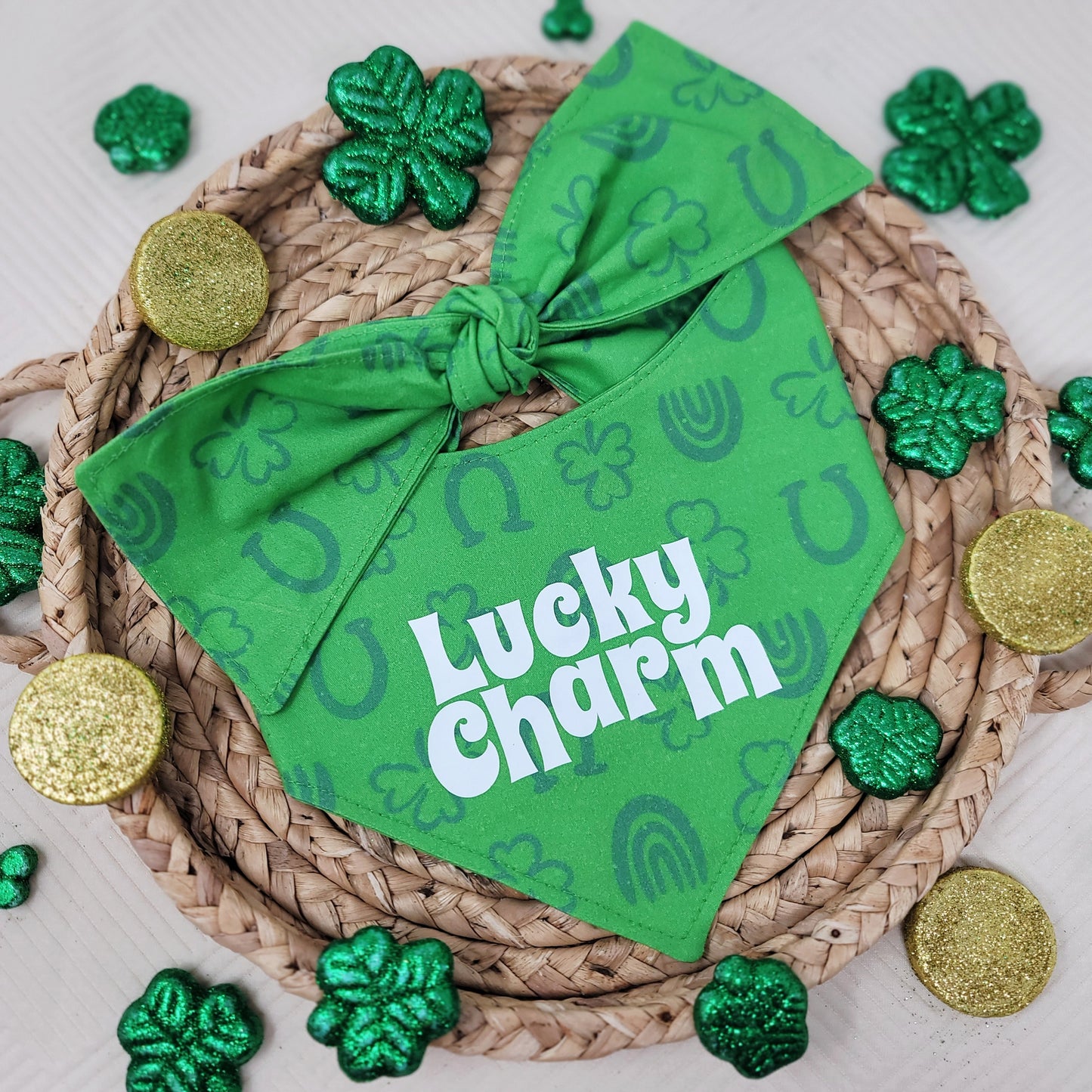 Lucky Charm Tie On or Snap On Dog Bandana