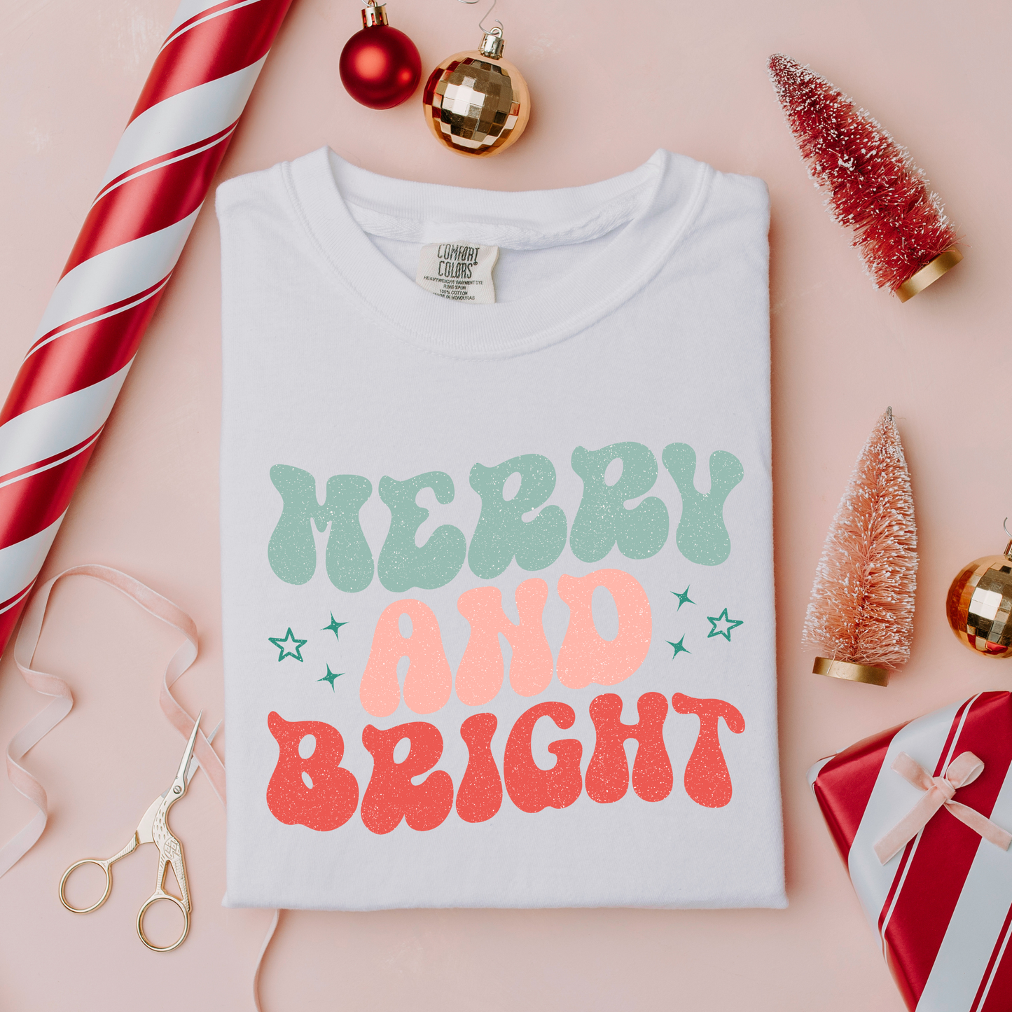 Merry and Bright Comfort Colors Graphic Tee