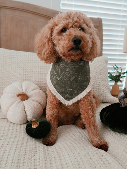 Olive Autumn Doodles Dog Bandana