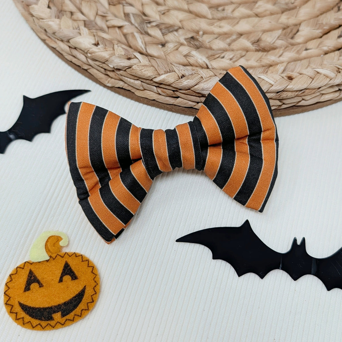 Orange and Black Stripe Bow Tie