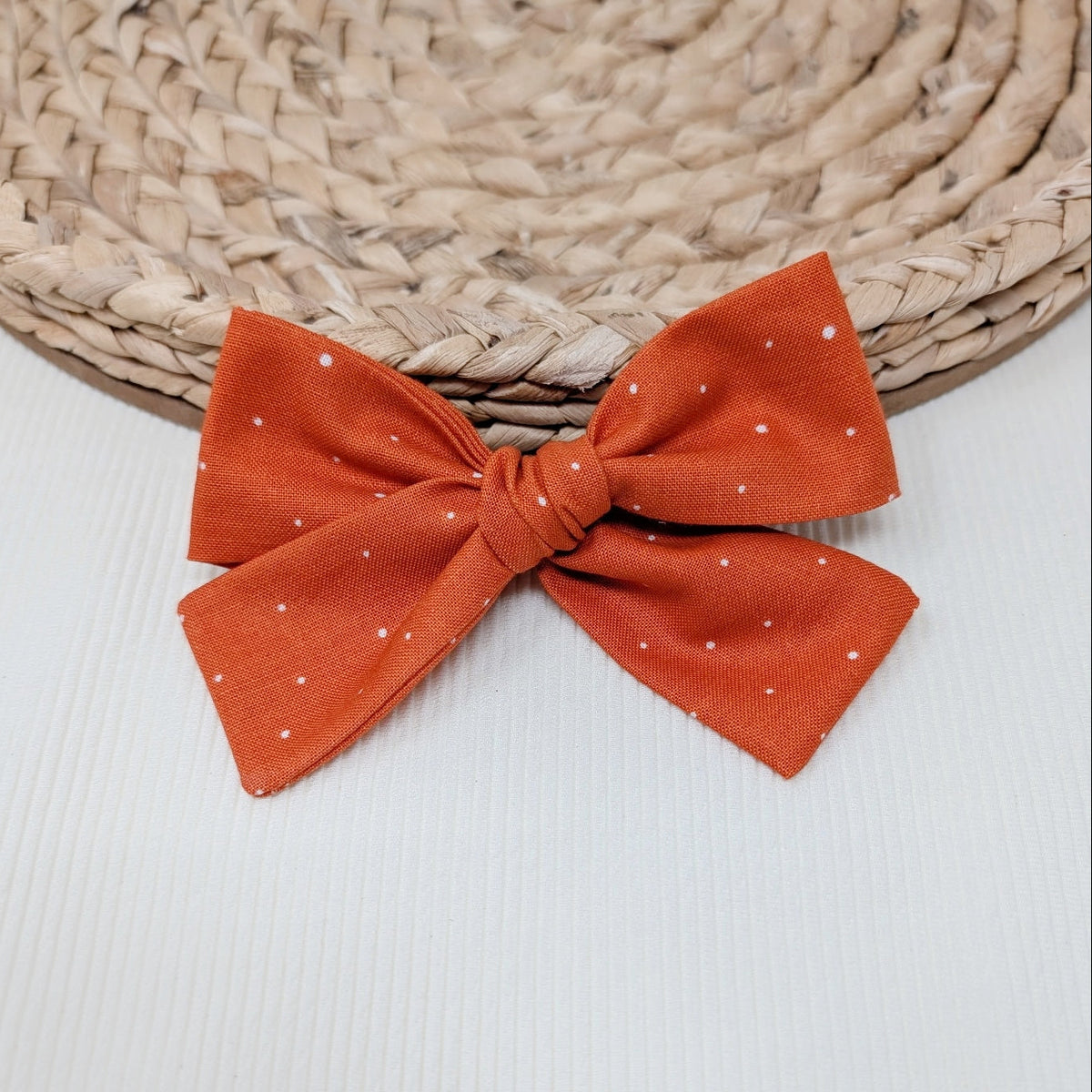 Orange Dot Hair Bow