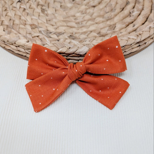 Orange Dot Hair Bow