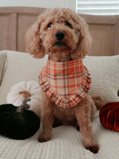 Orange and Black Plaid Dog Bandana