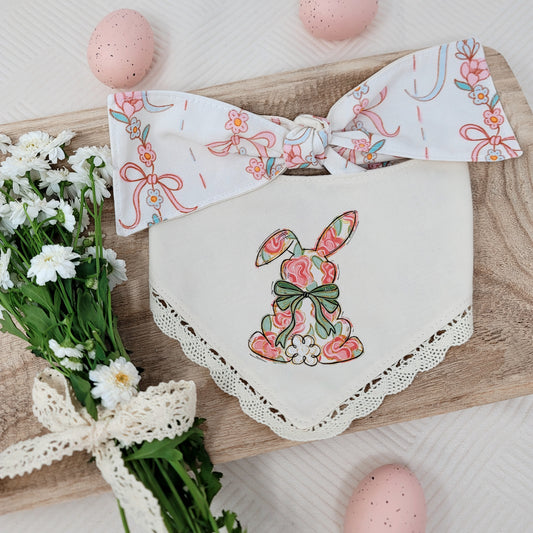 pink boho bunny dog bandana 