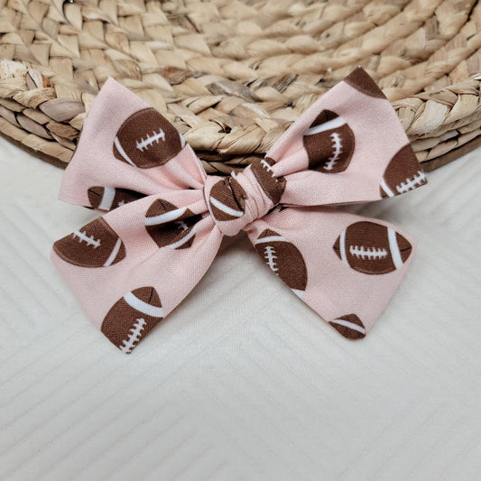Pink Football Hair Bow