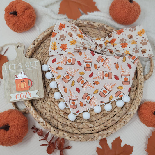 pink pumpkin spice dog bandana 