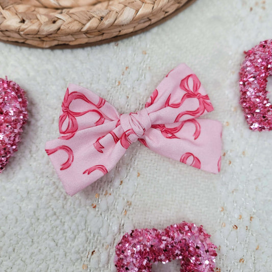 Pink Ribbon Galentine's Day Hair Bow