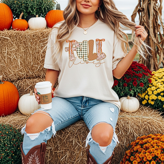 Preppy Fall Vibes Comfort Colors Graphic Tee