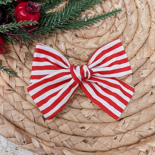 Red and White Stripe Saylor Hair Bow