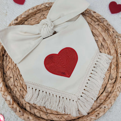 Red Sequin Heart Valentine's Day Tie On or Snap On Dog Bandana