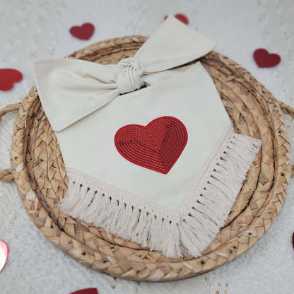 Red Sequin Heart Valentine's Day Tie On or Snap On Dog Bandana