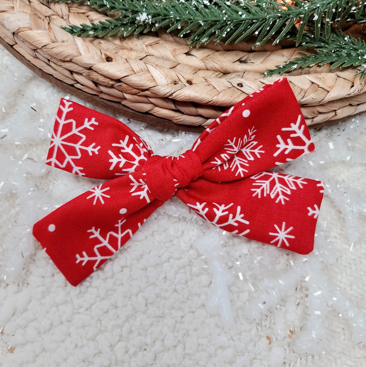 Red Snowflake Hair Bow