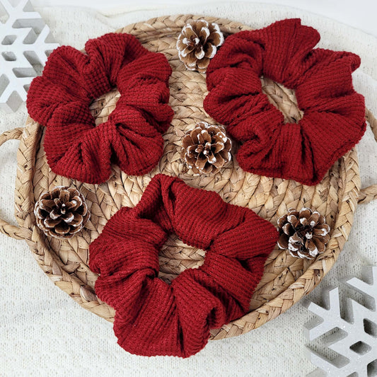 Large Red Waffle Knit Scrunchie