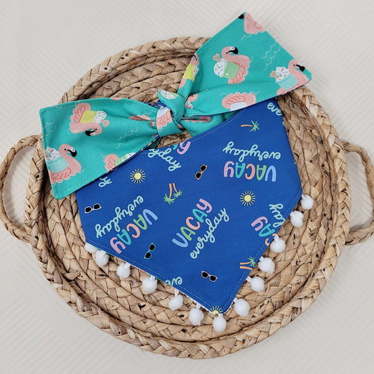Vacay Everyday Dog Bandana With or Without Pom Pom Trim
