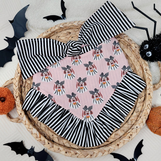 Ghost Dogs Halloween Dog Bandana With or Without Ruffle Trim