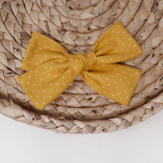 Gold Pindot Hair Bow