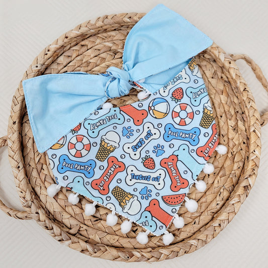 American Summer Pool Pawty Dog Bandana With or Without Pom Pom Trim