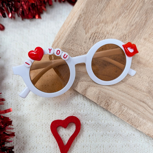 White I Love You Beaded Sunglasses