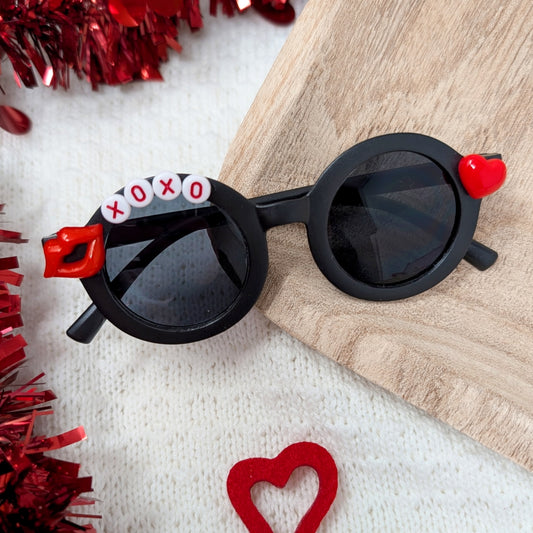 Black XOXO Beaded Sunglasses