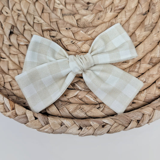 Tan Gingham Hair Bow