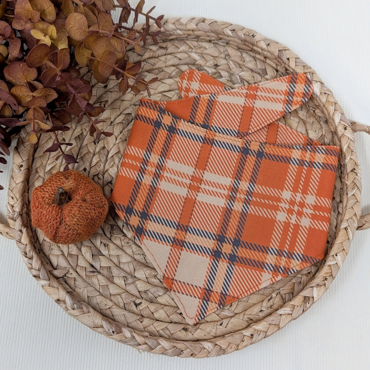 Orange and Black Plaid Dog Bandana