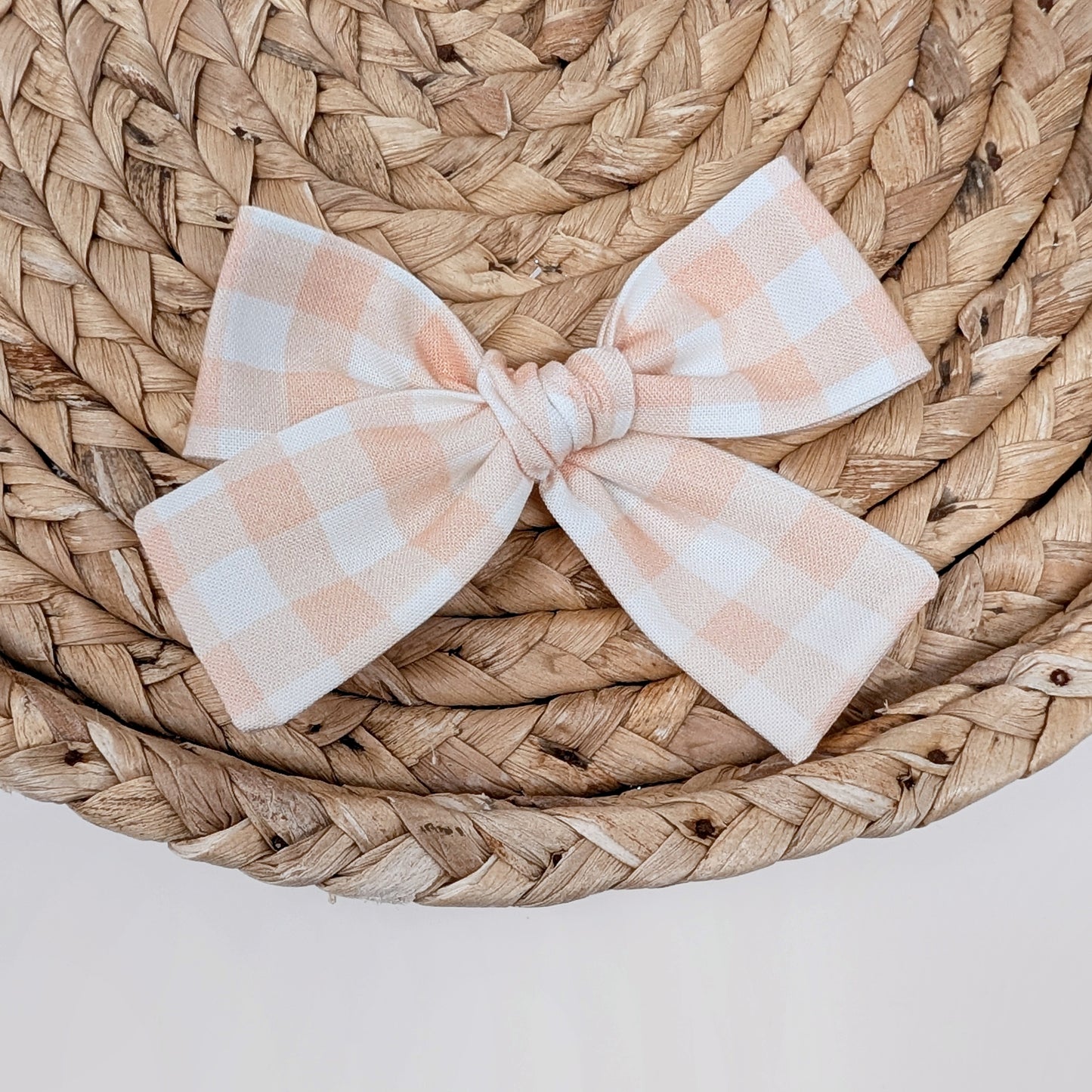 Light Pink Gingham Hair Bow