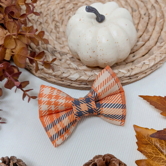 Orange and Black Plaid Dog Bow Tie