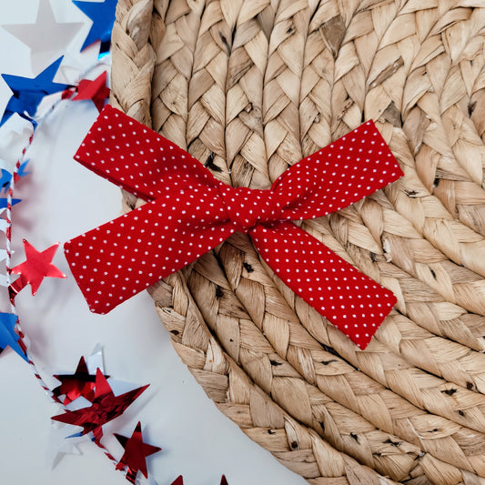 Red Pin Dot Skinny Sailor Hair Bow